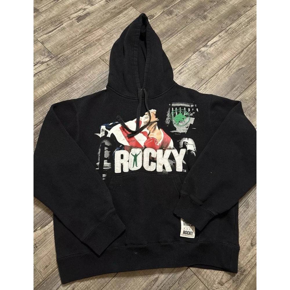 Rocky x Marc Ecko Hoodie Mens L Black Sweater Italian Stallion Cut & Sew Rare